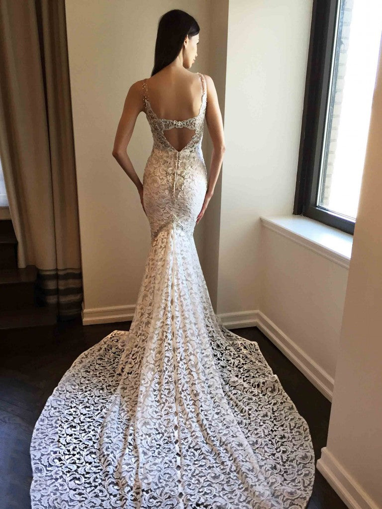 Berta 'Ivory Lace 16-102' size 4 new wedding dress back view on model