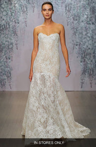 Monique Lhuillier 'Farren' size 6 used wedding dress front view on model