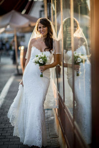 Romona Keveza 'L367' size 8 used wedding dress front view on model