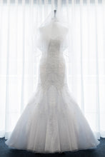 Load image into Gallery viewer, Camille La Vie &#39;Lace and Tulle Mermaid&#39; size 4 used wedding dress back view on hanger
