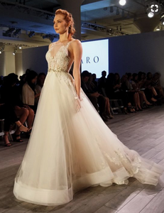 Lazaro '3607' size 0 used wedding dress front view on model