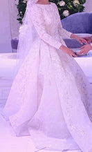 Load image into Gallery viewer, Customed Designed &#39;Long sleeve embellished wedding dress&#39; wedding dress size-04 PREOWNED
