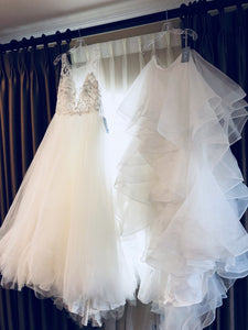 Watters 'Custom' size 12 new wedding dress front view on hanger