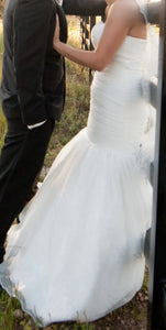 Mori Lee '1602' size 10 used wedding dress side view on bride