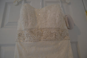 Oleg Cassini 'Strapless Brocade' size 4 new wedding dress front view close up
