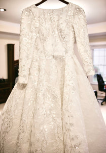 Customed Designed 'Long sleeve embellished wedding dress' wedding dress size-04 PREOWNED