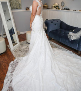 Justin Alexander 'Floral Illusion Dress' wedding dress size-12 PREOWNED