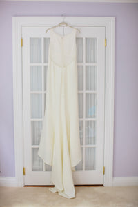 Amsale 'Heather A672' size 12 used wedding dress back view on hanger
