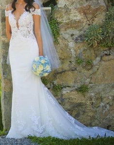 Nicole Spose 'NIAB 1840' size 6 used wedding dress front view on bride
