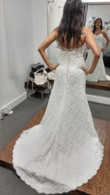 Load image into Gallery viewer, Paloma Blanca &#39;Modern&#39; size 8 used wedding dress back view on bride
