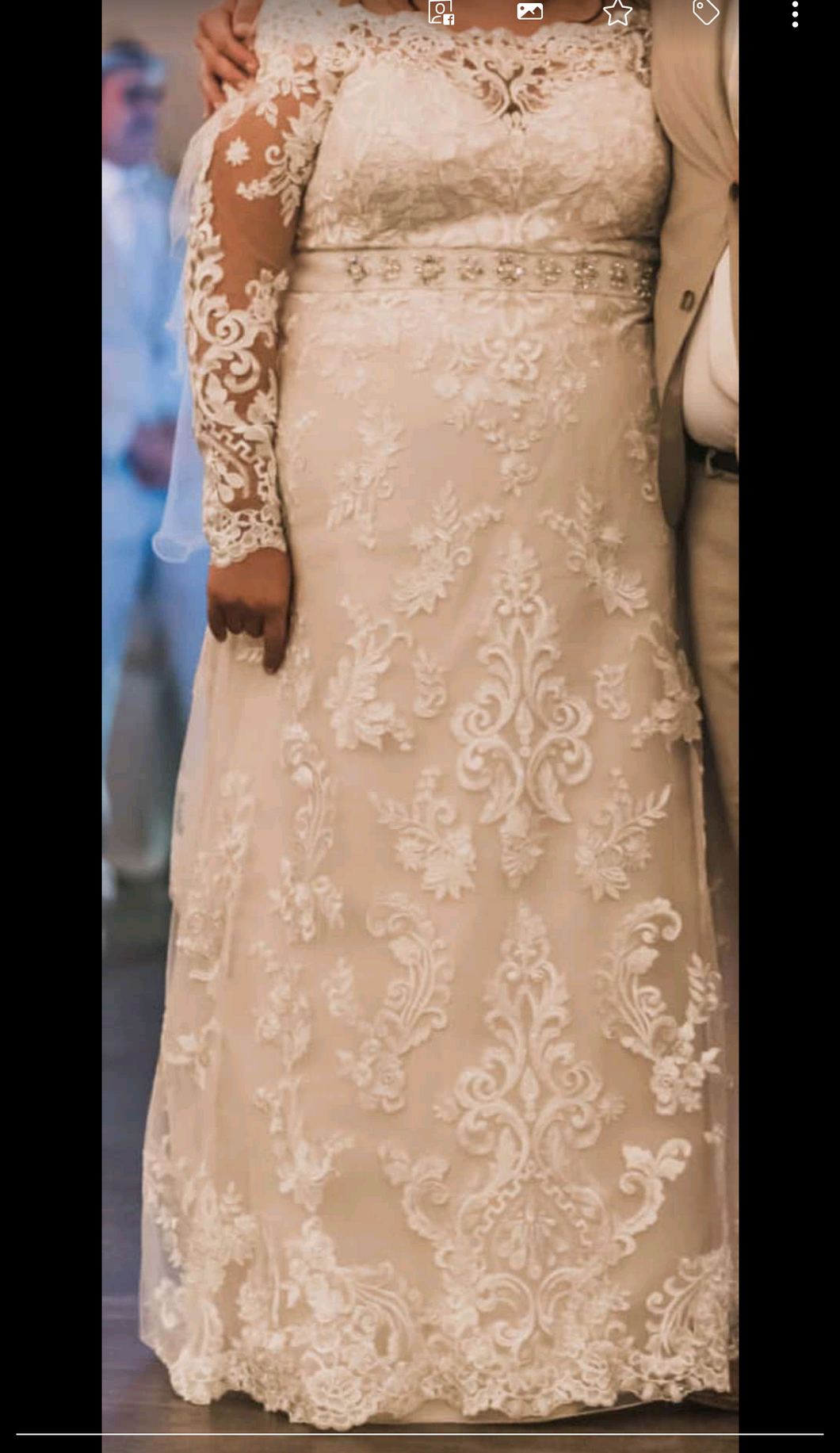 Mori Lee 'Luzette' size 22 used wedding dress front view on bride