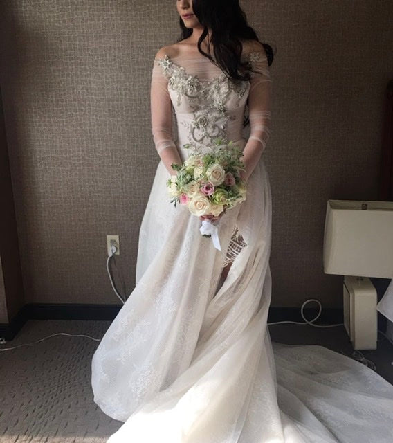 Galia Lahav 'Aria' size 4 used wedding dress front view on bride