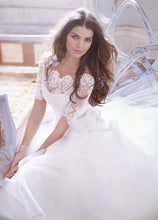 Load image into Gallery viewer, Jim Hjelm 3/4 Sleeve Lace &amp; Tulle Ball Gown - Jim Hjelm - Nearly Newlywed Bridal Boutique - 3
