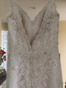 Casablanca 'Sequined Lace' size 6 new wedding dress back view on hanger