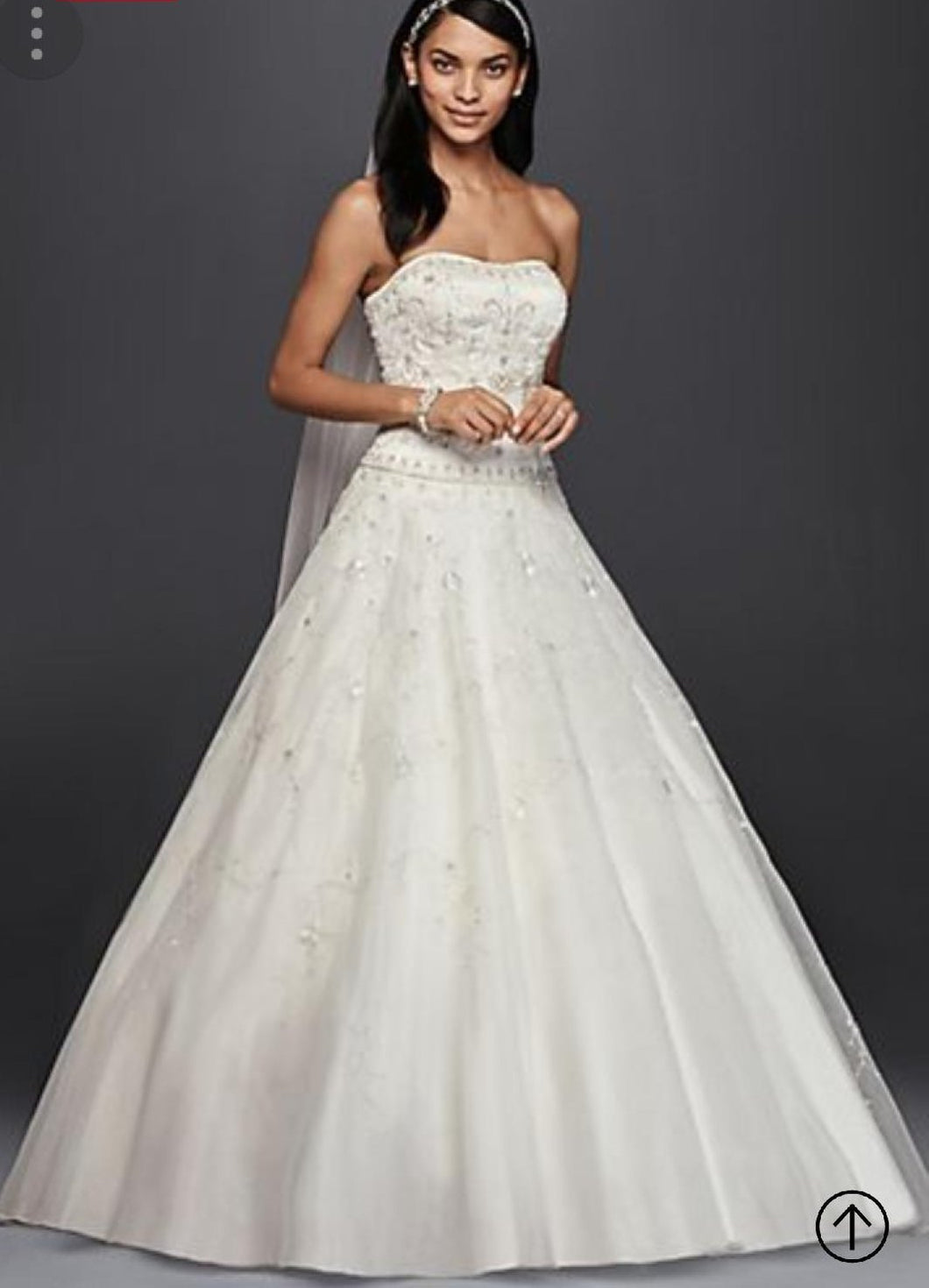 Oleg Cassini 'Satin Bodice Organza' size 10 new wedding dress front view on model