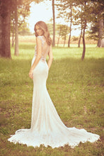 Load image into Gallery viewer, Lillian West &#39;Allover Corded Lace&#39; size 10 new wedding dress back view on model
