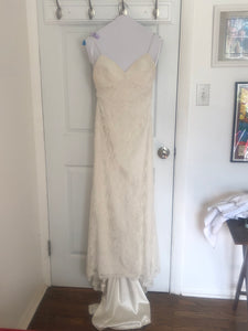 Watters 'Inez' size 6 used wedding dress front view on hanger