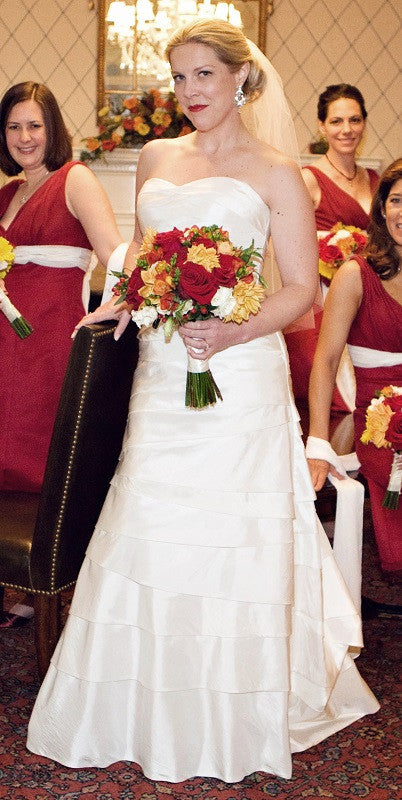 Silk Taffeta Tiered Strapless Wedding Dress. - Mary's Designer Bridal Boutique - Nearly Newlywed Bridal Boutique - 1