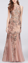 Load image into Gallery viewer, David&#39;s Bridal &#39;Embroidered Floral Sequin&#39; size 8 used wedding dress front view on model
