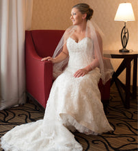 Load image into Gallery viewer, Sottero and Midgley &#39;Suzette&#39; size 10 used wedding dress front view on bride
