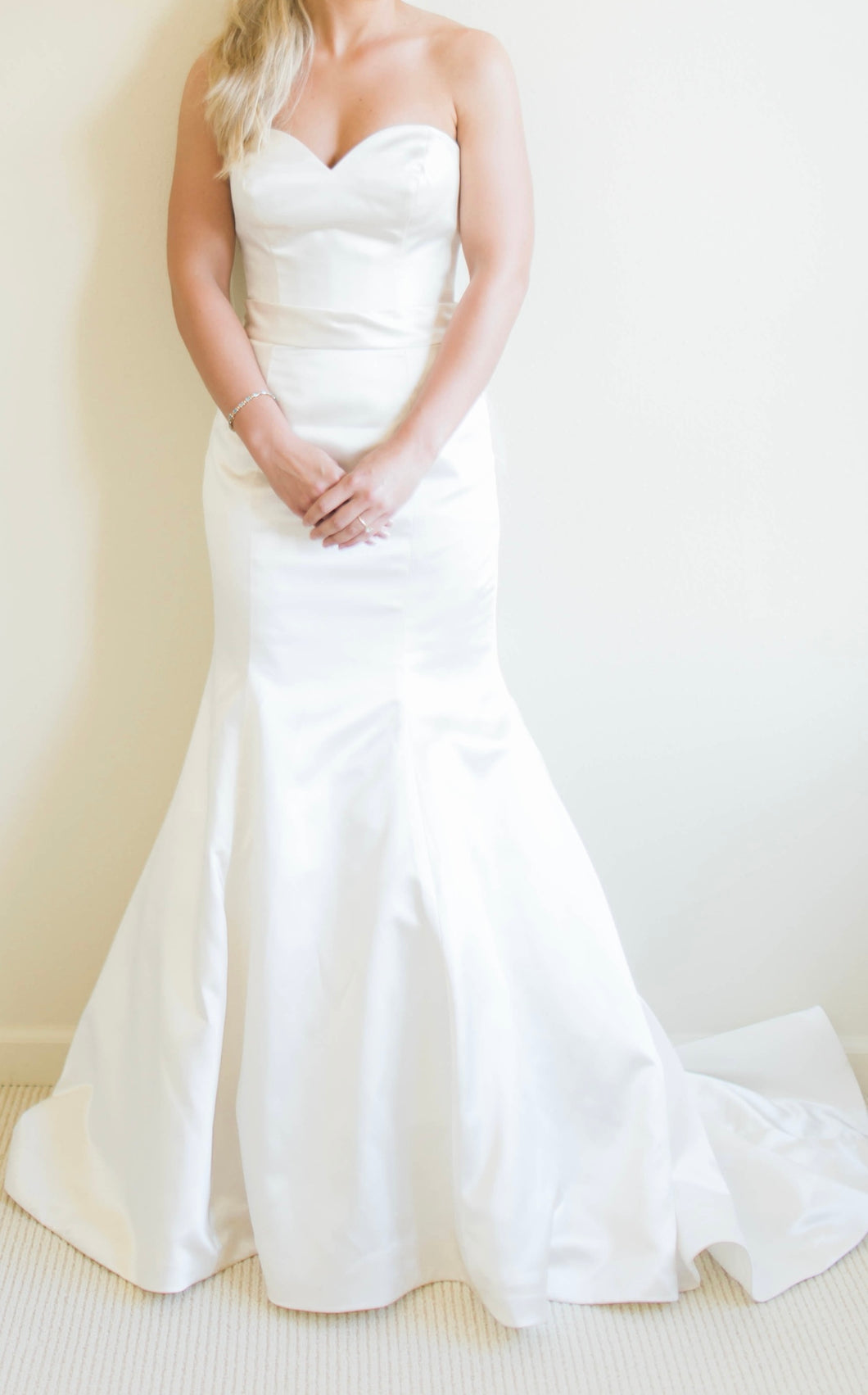 Justin Alexander '8659 Regal Satin Mermaid Bridal Gown' wedding dress size-08 PREOWNED