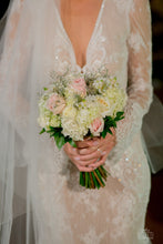 Load image into Gallery viewer, Julie Vino &#39;Juliet&#39; size 6 used wedding dress front view on bride
