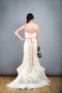 Tara Keely Mikado Organza Trumpet Ruffle Wedding Dress - Tara Keely - Nearly Newlywed Bridal Boutique - 4