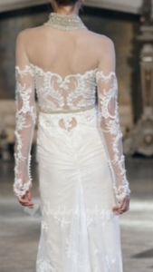 Inbal Dror '15-14' size 10 used wedding dress back view on model
