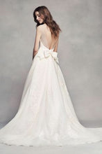 Load image into Gallery viewer, Vera Wang White &#39;Pleated V-Neck&#39; size 10 new wedding dress back view on model

