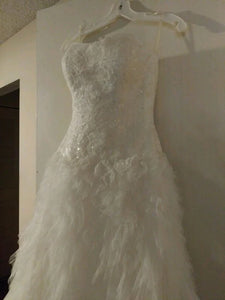 Galina Signature 'Swg' size 12 used wedding dress side view on hanger