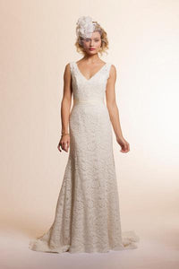 Amy Kuschel Sage Lace Trumpet Wedding Dress - amy kuschel - Nearly Newlywed Bridal Boutique - 1