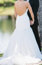 Load image into Gallery viewer, Essence of Australia &#39;Beaded Strapless&#39; size 10 used wedding dress back view on bride
