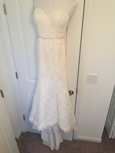 Demetrios '1443' size 4 used wedding dress front view on hanger