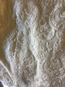 David's Bridal 'Signature Galina' size 10 new wedding dress front view of fabric