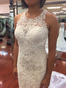 Essense of Australia 'D2174' size 8 new wedding dress front view close up on bride