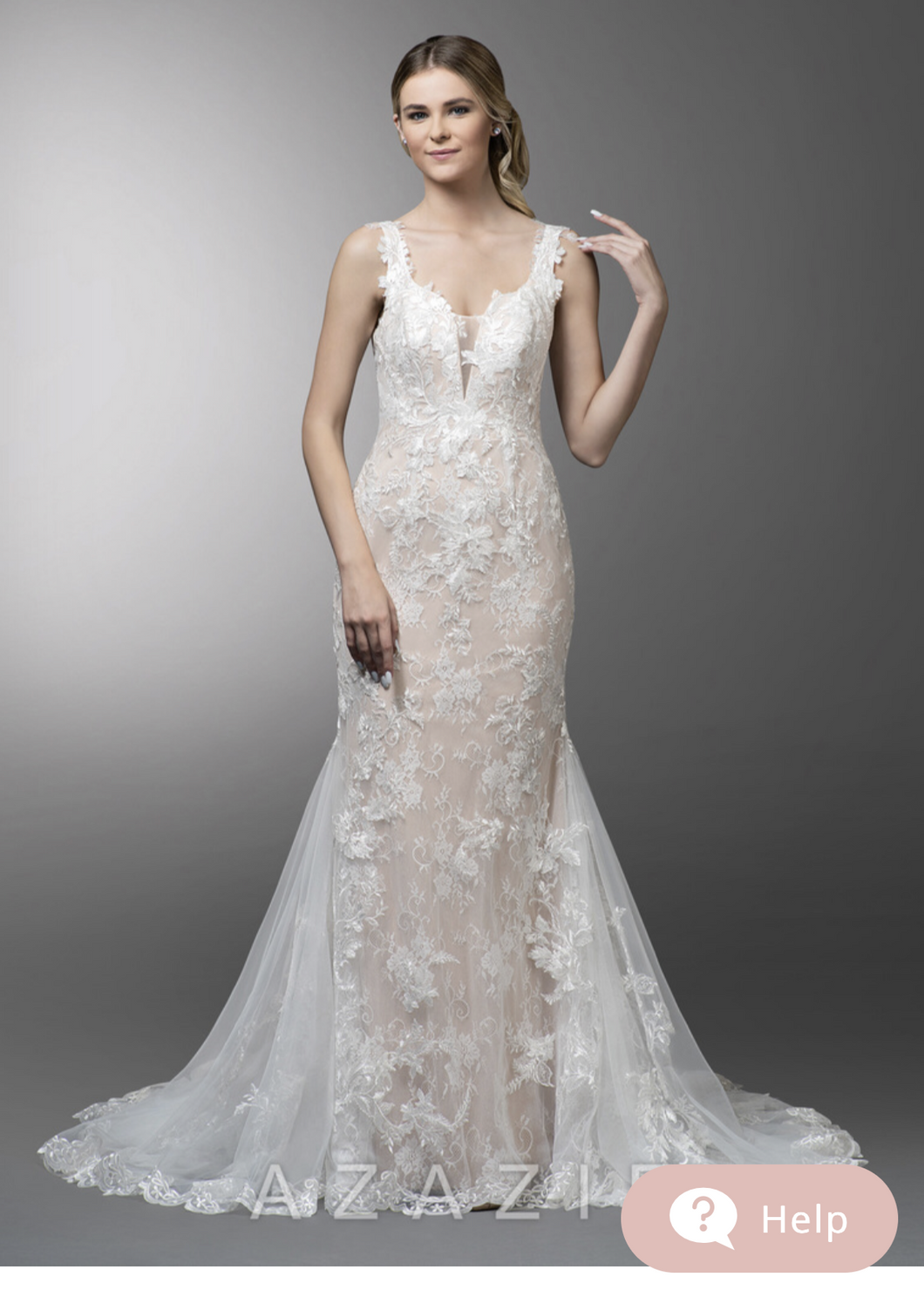 Azazie 'Brielle' size 16 new wedding dress front view on model