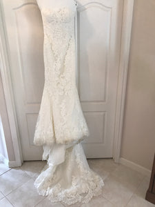 Pronovias 'Princia' size 4 used wedding dress front view on hanger