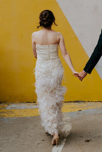 Marchesa 'Ostrich Feathered Cocktail Wedding Dress'