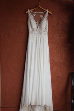 Load image into Gallery viewer, Pronovias &#39;Escala&#39; size 4 used wedding dress front view on hanger
