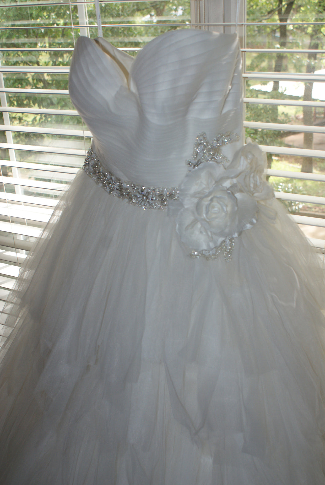 Rosa Clara 'Two' size 12 used wedding dress front view on hanger