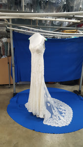 Stella York '6142' size 10 used wedding dress side view on hanger
