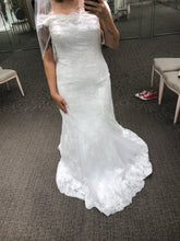 Load image into Gallery viewer, David&#39;s Bridal &#39;Lace Off Shoulder&#39; size 12 new wedding dress front view on bride
