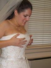 Load image into Gallery viewer, Maggie Sottero &#39;Beaded&#39; size 8 used wedding dress side view close up on bride
