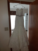Load image into Gallery viewer, Mori Lee &#39;Lace Sweetheart&#39; size 10 used wedding dress front view on hanger
