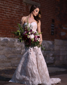 Monique Lhuillier 'Farren' size 6 used wedding dress front view on bride