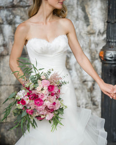 Pronovias 'Ledurne' size 2 used wedding dress front view on model