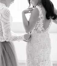 Load image into Gallery viewer, Suzanne Harward &#39;Bronte&#39; size 8 used wedding dress back view on bride
