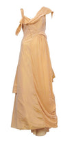 Load image into Gallery viewer, Christian Dior &#39;Galliano Peach Velvet&#39; size 4 used wedding dress front view on hanger
