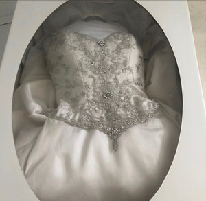 Amalia Carrara 'Beaded' size 0 used wedding dress in box