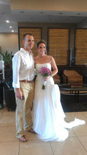 Load image into Gallery viewer, Galina &#39;Gossamer&#39; size 2 used wedding dress front view on bride
